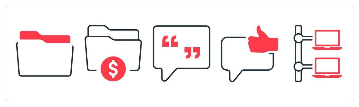 un conjunto de 5 5 mezcla íconos como carpeta, Finanzas carpeta, comentarios en rojo color vector