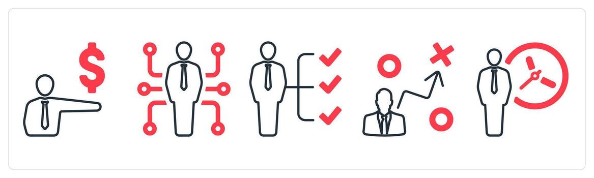 un conjunto de 5 5 mezcla íconos como auditoría, potencial, habilidades en rojo color vector