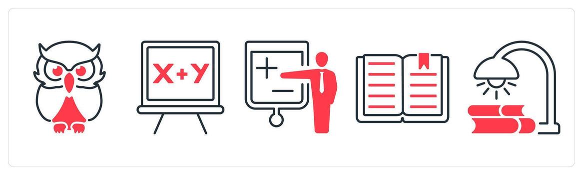 un conjunto de 5 5 mezcla íconos como inteligente clases, matemáticas, conferencia en rojo color vector