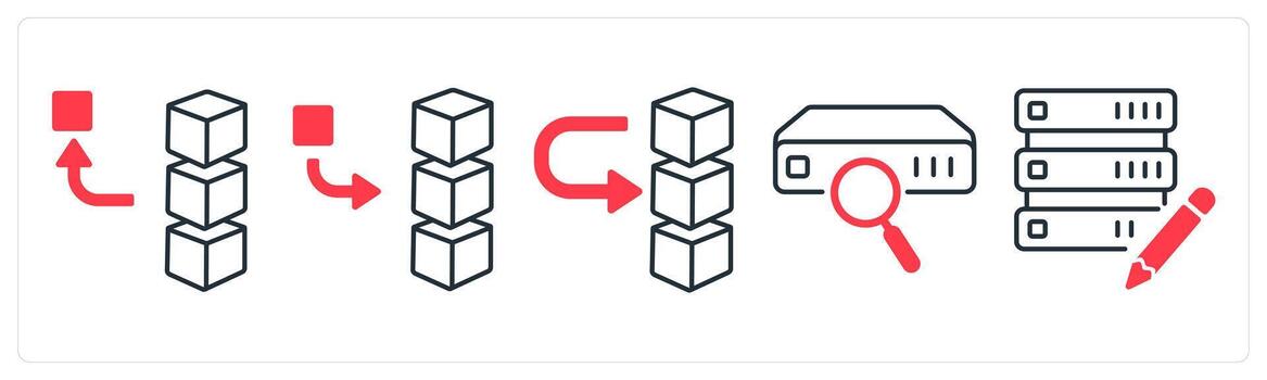 un conjunto de 5 5 mezcla íconos como eliminar pila, añadir pila, moverse conducir datos en rojo color vector