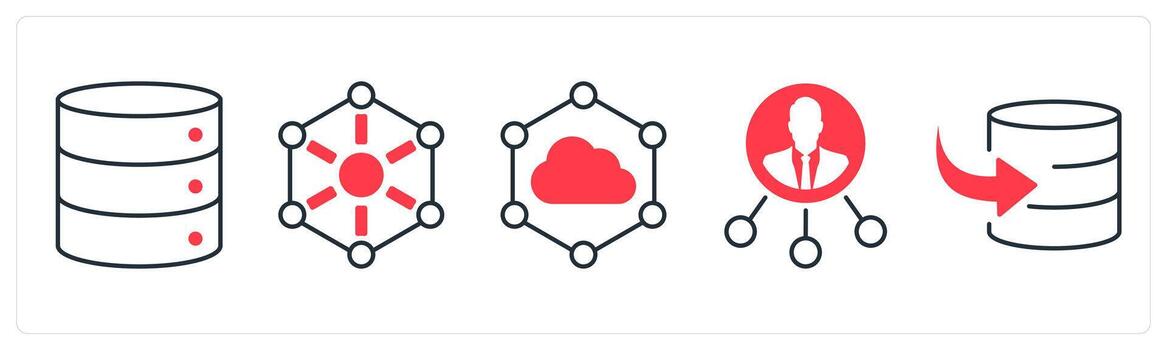 un conjunto de 5 5 mezcla íconos como unidades, conexión, nube connectio en rojo color vector