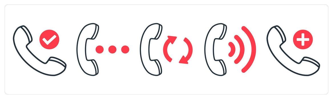 un conjunto de 5 5 mezcla íconos como Derecha contacto, vocero, llamada transferir en rojo color vector