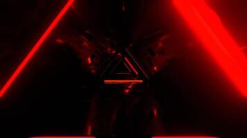rosso e arancia lampeggiante triangolare neon corridoio sfondo vj ciclo continuo nel 4k video