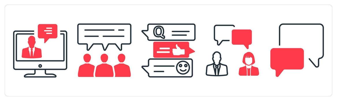 A set of 5 mix icons as blogger, user comment, survey in red color vector