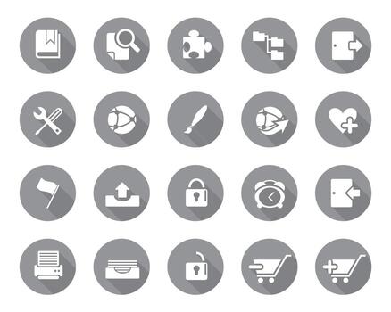 White web icons on grey sphere set , Contact us icons for web computer and mobile vector