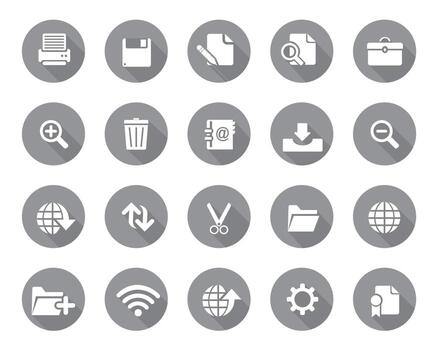 White web icons on grey sphere set , web and graphic icons for web computer and mobile vector