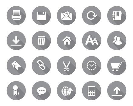 White web icons on grey sphere set , web and communication icons for web computer and mobile vector