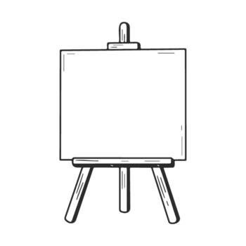 Blank wooden easel with canvas for art projects on white background vector