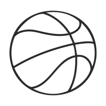 Simple line art of a basketball icon with curved patterns vector