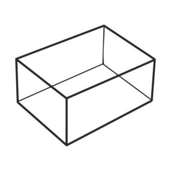 Isometric wireframe cuboid sketch in black and white vector