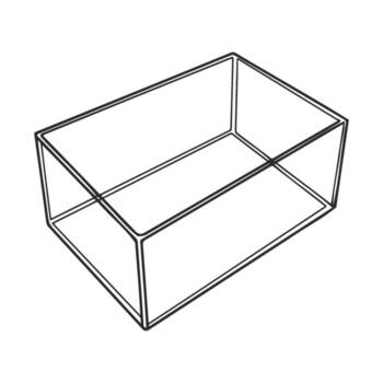 Wireframe rectangular prism design with transparent background vector