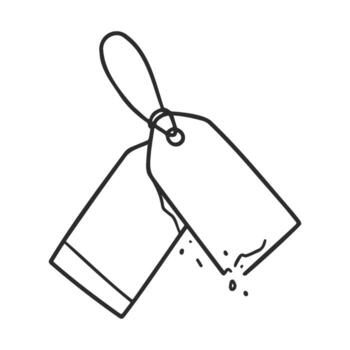 Black and white line art of a paint scraper breaking through a paint can with handle vector