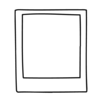 Empty picture frame with simple black outline on white background vector