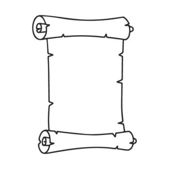 Blank ancient scroll outline on white background vector