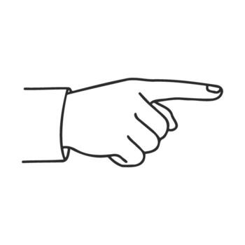 Outlined pointing hand gesture with emphasis on index finger vector