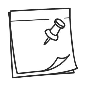 Simple icon of blank note with push pin on white background vector