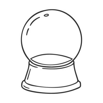Empty snow globe on base in black and white vector