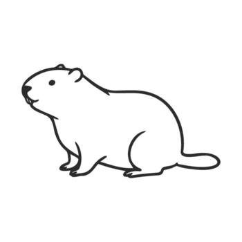 Simplistic line art of a groundhog in profile view on clean white background vector