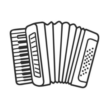 Outline drawing of a classic accordion with keyboard and buttons vector