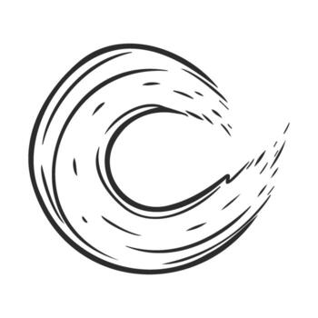 Abstract monochrome brushstroke circle design with dynamic lines vector