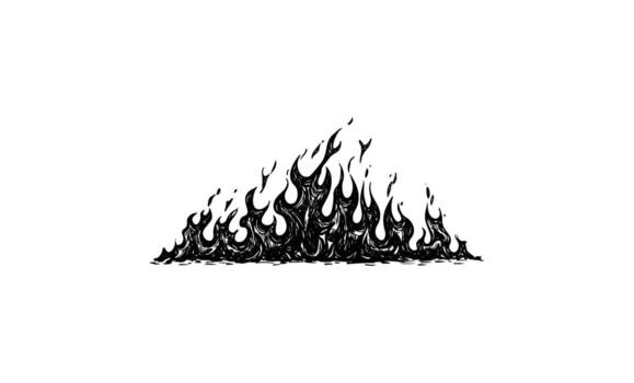Abstract black flame design with intricate fire patterns on white background vector