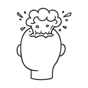 Abstract line art of exploding ideas from human mind vector