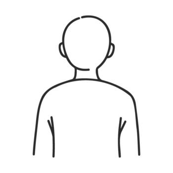 minimalista línea dibujo de persona desde detrás con blanco cara vector