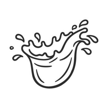 Dynamic black and white line art of splashing water with abstract wave design vector