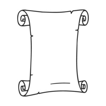 Blank scroll graphic minimalistic black line drawing on white background vector