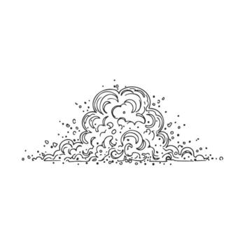 Explosive cloud sketch with swirling lines and dynamic energy vector