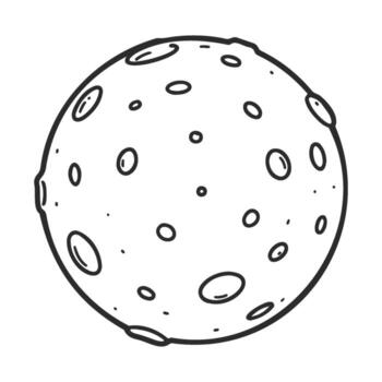 Black and white line art of the moon with craters and circular patterns vector