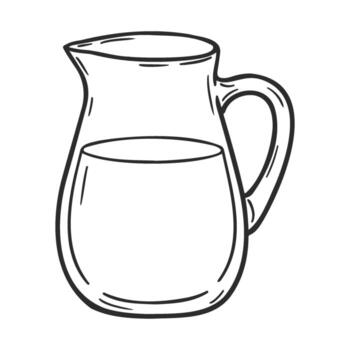 Simple line art of a pitcher with liquid vector