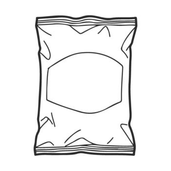 Empty snack bag outline with blank label for custom design vector