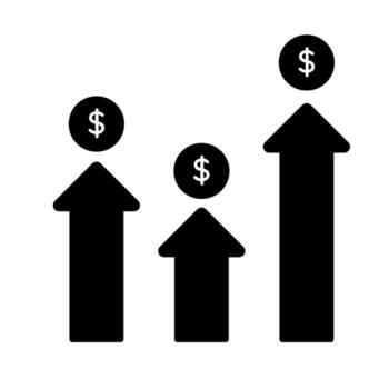 Inflation Chart solid icon vector