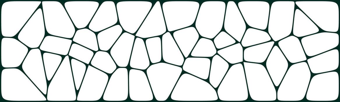 Abstract irregular stone wall pattern with black outlines and white fill, resembling a mosaic or cobblestone texture in a modern stylized layout. vector