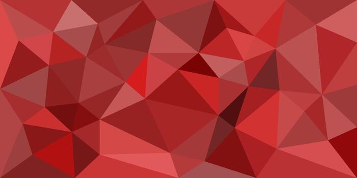 Abstract low poly background in various shades of red, featuring geometric triangular shapes with a faceted, modern, and vibrant design. vector