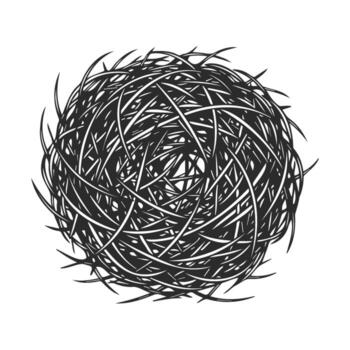 Intricate abstract black and white circular pattern with entwined lines vector