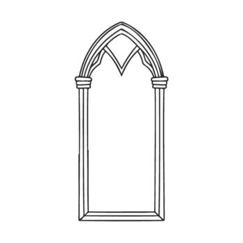 Gothic arch window frame with ornate design for historical architecture vector