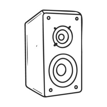 Monochrome drawing of audio speaker with dual drivers and rectangular enclosure vector
