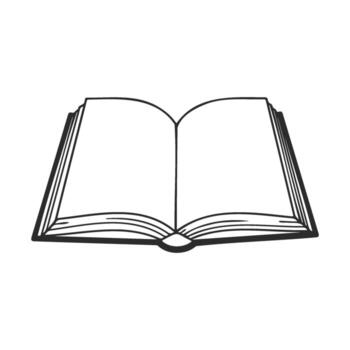 Open blank book with simple outline design on white background vector