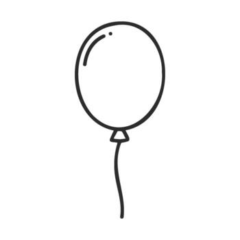 Simple outline of a single balloon with string floating upwards vector