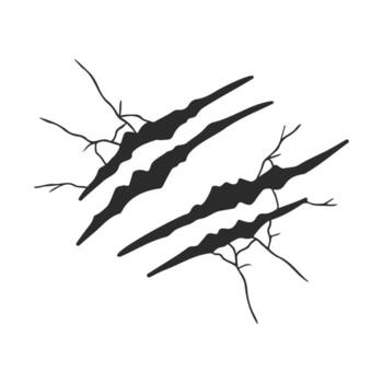 Abstract black claw marks with cracks on white background vector