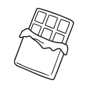 Outlined chocolate bar partially wrapped with square segments vector