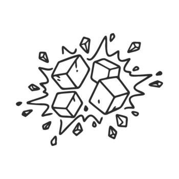Abstract exploding ice cubes with dynamic shattered fragments vector