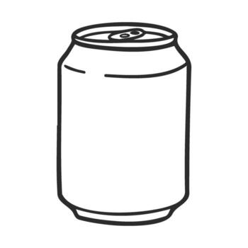 Black and white line art of a soda can with simple outline design vector