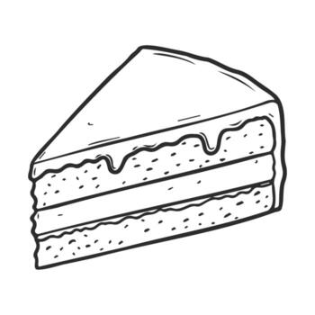 of a slice of layered cake with dripping icing vector