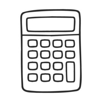 negro y blanco línea dibujo de un básico calculadora con botones vector