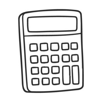 sencillo negro y blanco bosquejo de un calculadora con botones vector