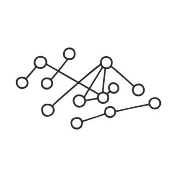 Abstract network shape with connected nodes and lines on white background vector