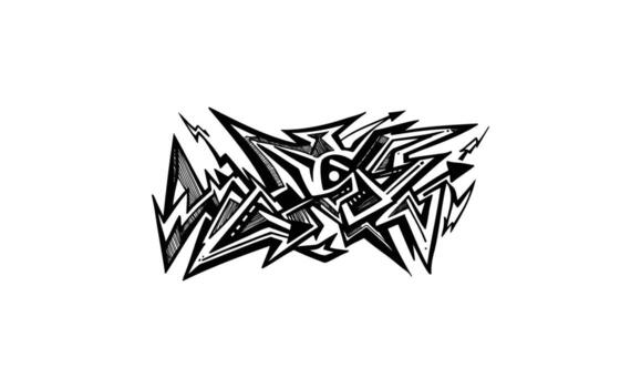 Abstract black and white geometric graffiti art design with sharp lines and angles vector